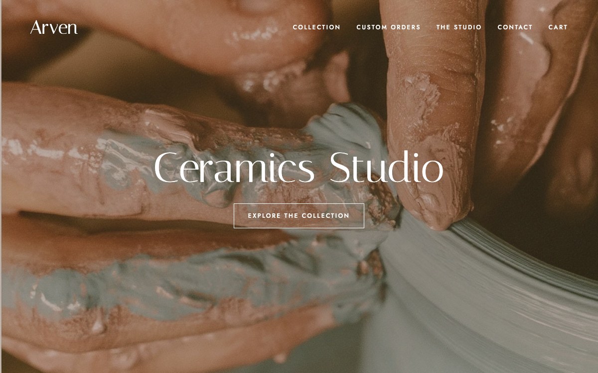 Website preview for a ceramics studio