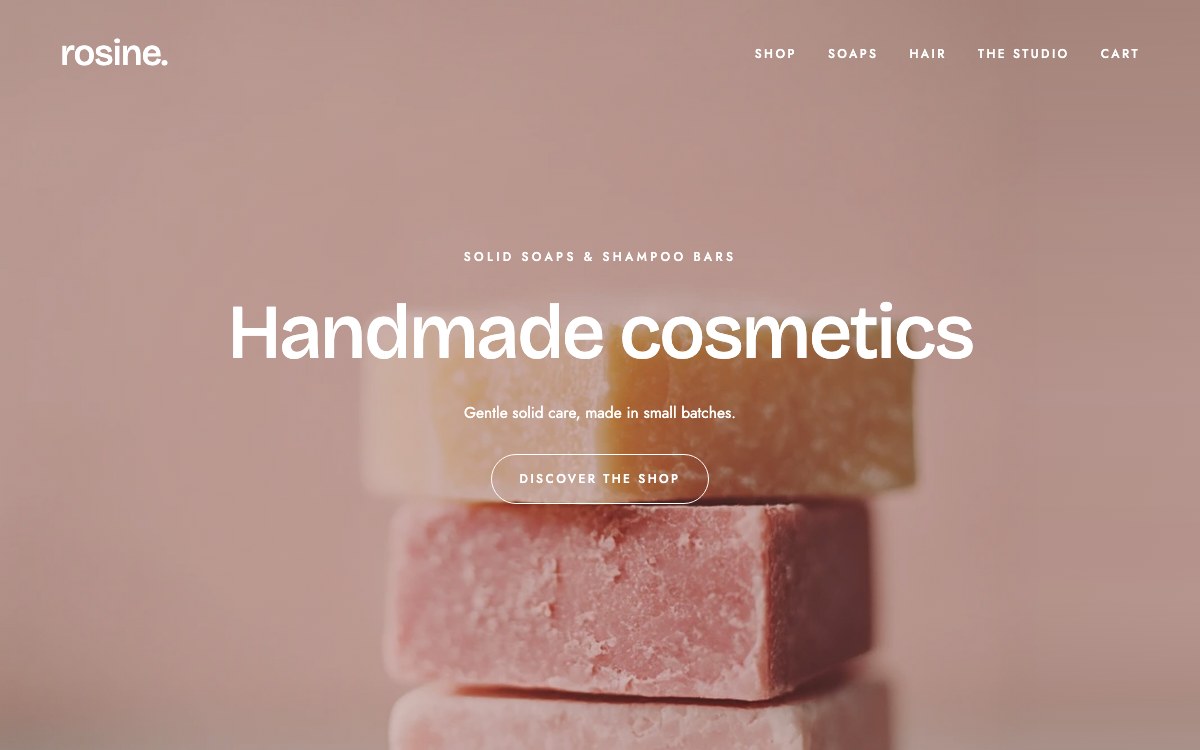 Website preview for a handmade cosmetics brand