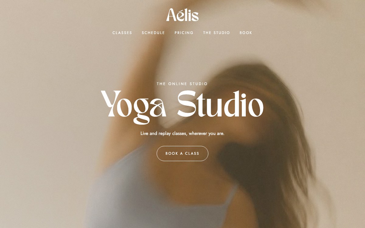 Website preview for an online yoga studio